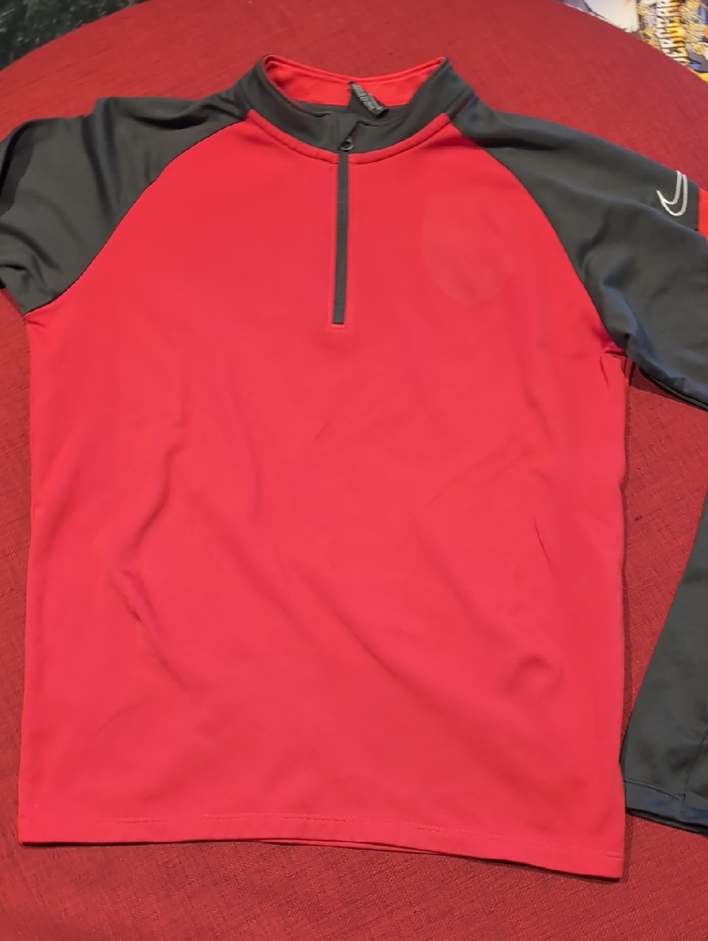 Boys Size L Nike Red and Black Half-Zip Athletic Top